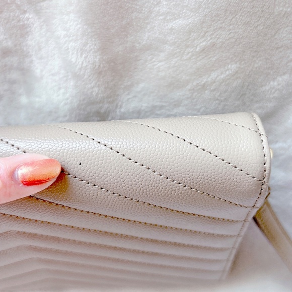 Authentic YSL New Pouch Monogram clutch bag Dark beige - Picture 6 of 9